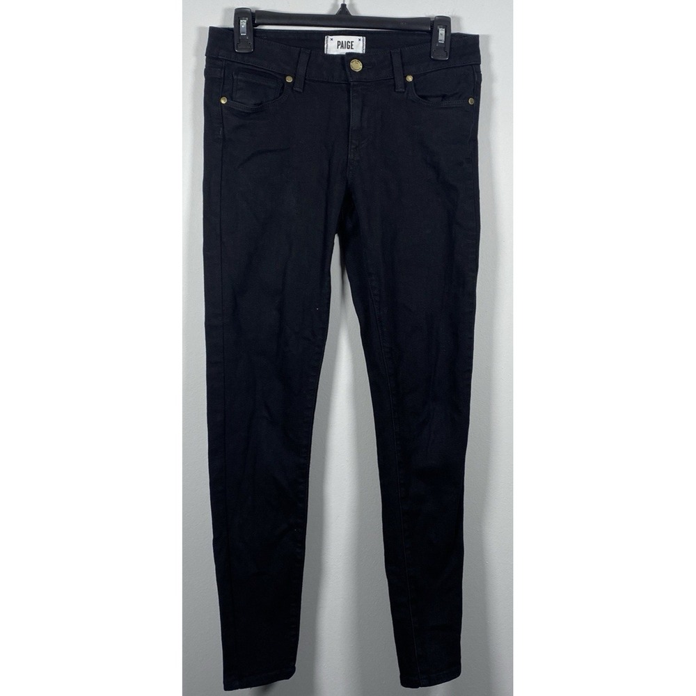 Paige Jeans Women's 28 Black Verdugo Ankle Denim Pants Skinny Low Rise Stretch‎